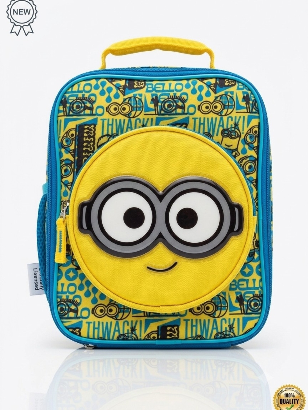 Minions Kids Yellow Blue Lunch Bag with 3D Face